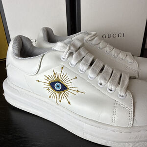 Chi Evil Eye Milky Way Leather Sneakers White Size 8 Med Women’s